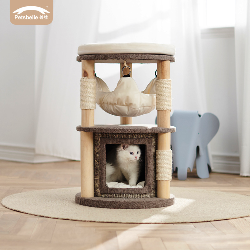 Beast Cat Climbing catwalk catwalk Cat Tree Integrated Solid Wood Small Cat House Cat Hammock Sword Bucket Small Family of no area