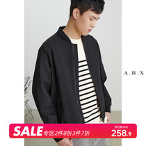 2022 spring new black baseball collar short jacket male Korean version trendy mens spring and autumn casual blouse jacket