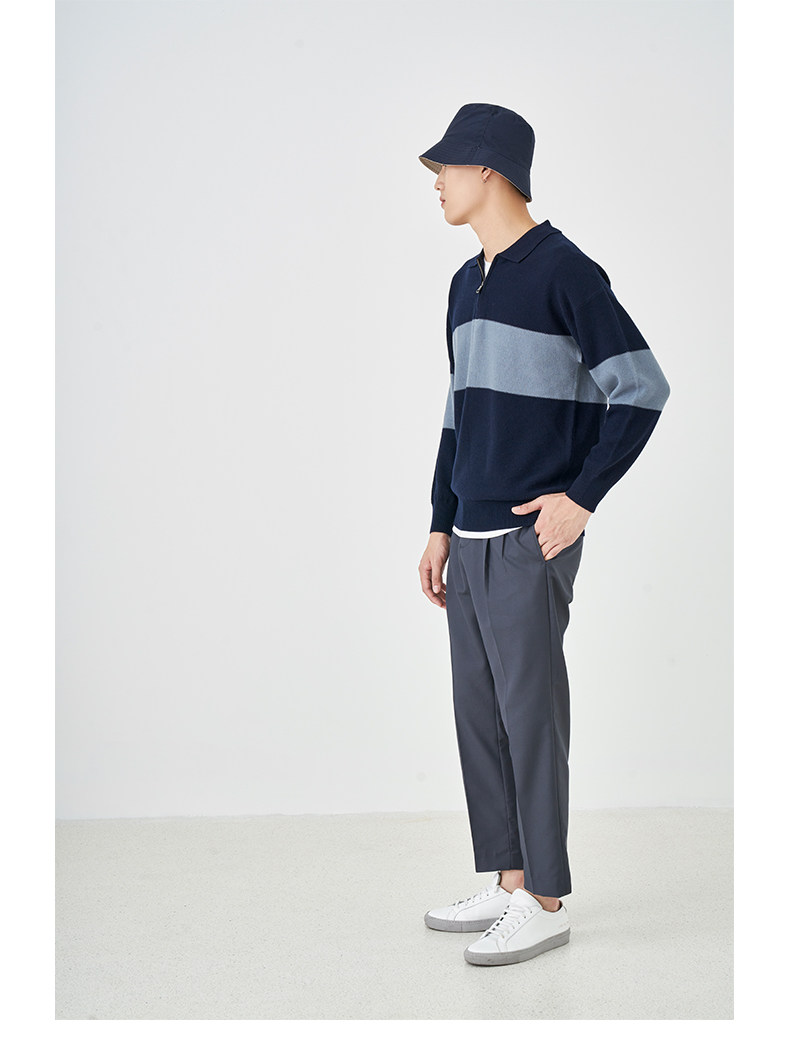 Весенняя шерстяная футболка polo, лонгслив, базовый мужской свитер, коллекция 2021, тренд сезона, свободный крой 