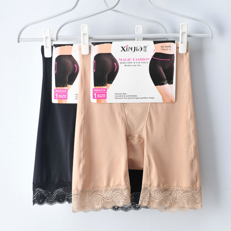 Summer large size leggings corset pants thin elastic ice silk anti-glare safety pants women's bottoming high waist shaping artifact