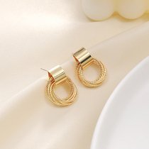 Japan-ROK high level sensational style ear decoration vintage port wind earrings female metal circle minimalist with no ear-ear clip