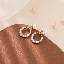 Port Wind Earrings Retro Ear Needle White Bow Tie South Korea Nets Red Temperamental ears Mosquito Coil without earbuds and ears