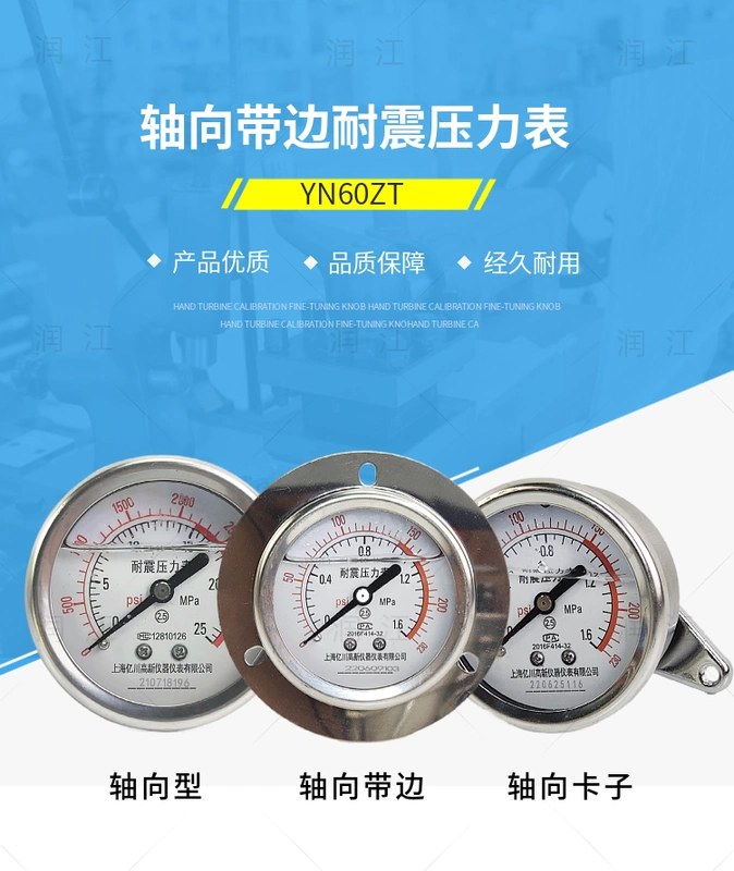 YN60ZT 1.6MPa đồng hồ đo áp suất địa chấn cạnh trục vỏ thép không gỉ loại bảng điều khiển máy đo áp suất địa chấn