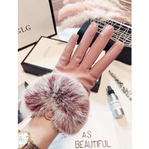 Real rabbit fur gloves female autumn and winter Han cute plus velvet thickened warm and cold waterproof riding driving touch screen cycling