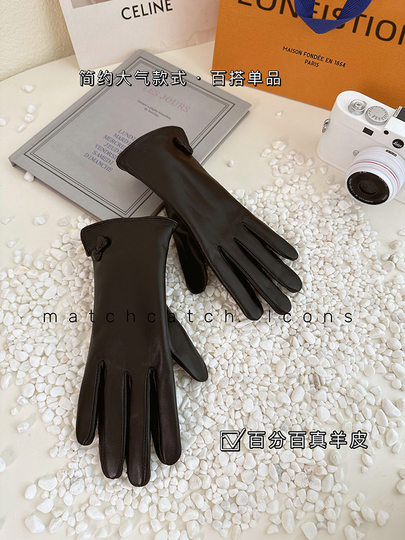New Style Genuine Sheepskin Gloves for Women, Winter Fleece-Lined, Warm for Driving, Touchscreen-Compatible, Windproof, Suitable for Outdoor Motorcycle Riding in Spring and Autumn