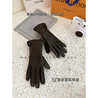 New Style Genuine Sheepskin Gloves for Women, Winter Fleece-Lined, Warm for Driving, Touchscreen-Compatible, Windproof, Suitable for Outdoor Motorcycle Riding in Spring and Autumn