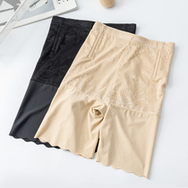 Ice silk belly pants safety pants womens anti-light non-curling high waist day summer thin meat color insurance bottoming underwear