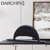 Simple black semi-circular texture decorative ornaments new Chinese-style modern home club office study soft furnishings