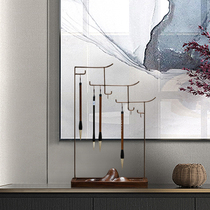 New Chinese-style sandal pen frame light luxury rose gold stainless steel study antique creative Zen brush pending