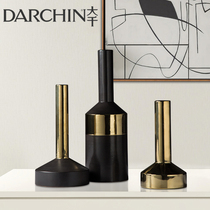 Modern light luxury decoration vase fitting a simple black template room hotel club TV cabinet creative desktop decoration
