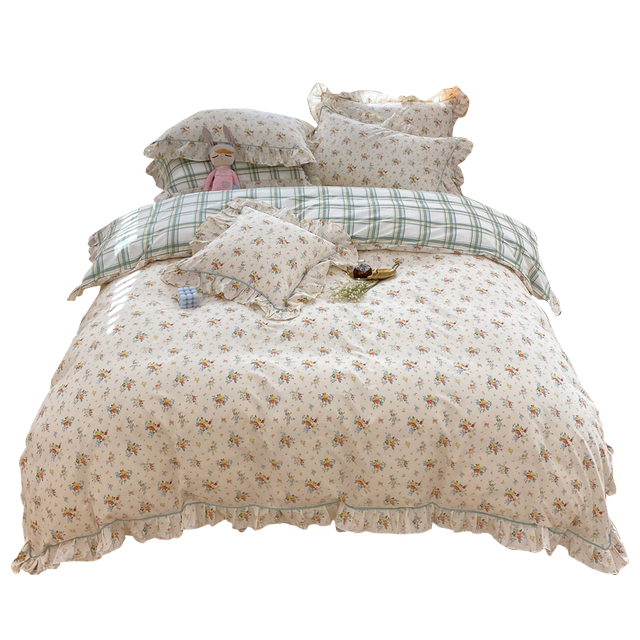 Korean princess style ins three-piece single bed skirt