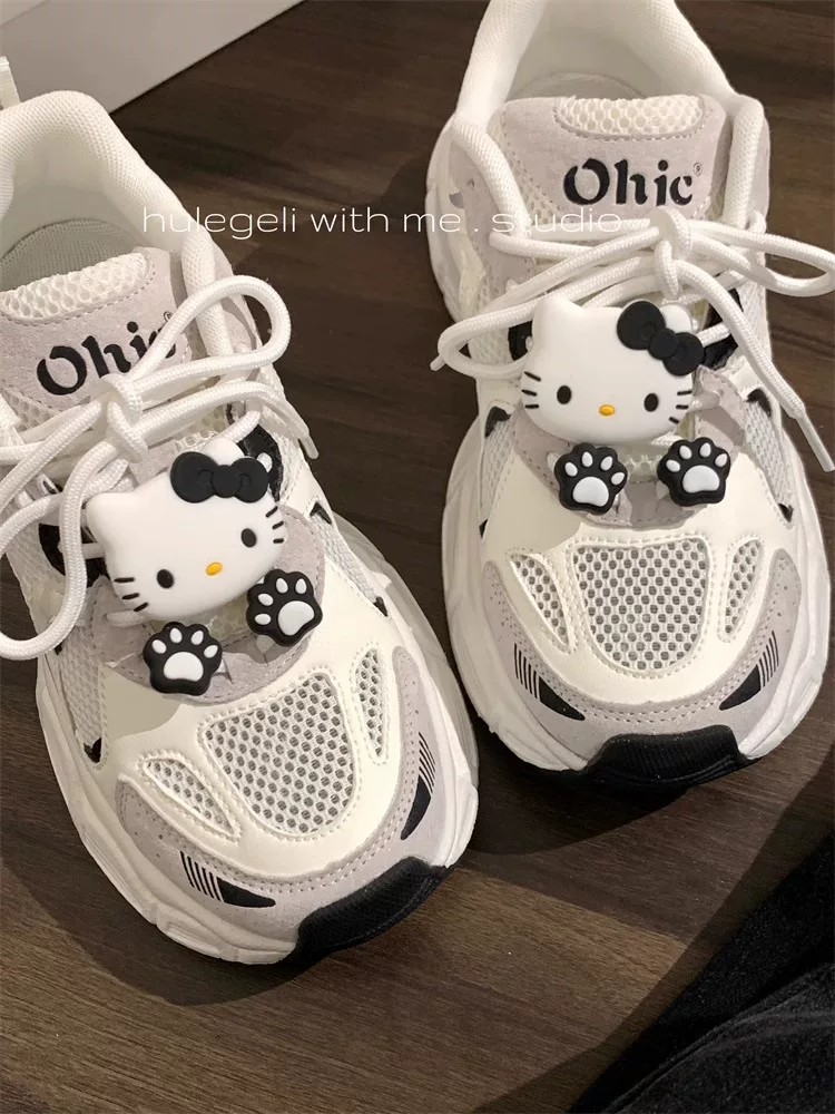 Бренд оригинал изменён ниша Hello Kitty кеды для женщин в сетке дышащая повседневная спортивная обувь школьницы универсальные женские туфли