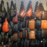 Leather chest bag men's bag miscellaneous clearance factory special offer stock cowhide dead flying bag Japanese cross -body bag tail order