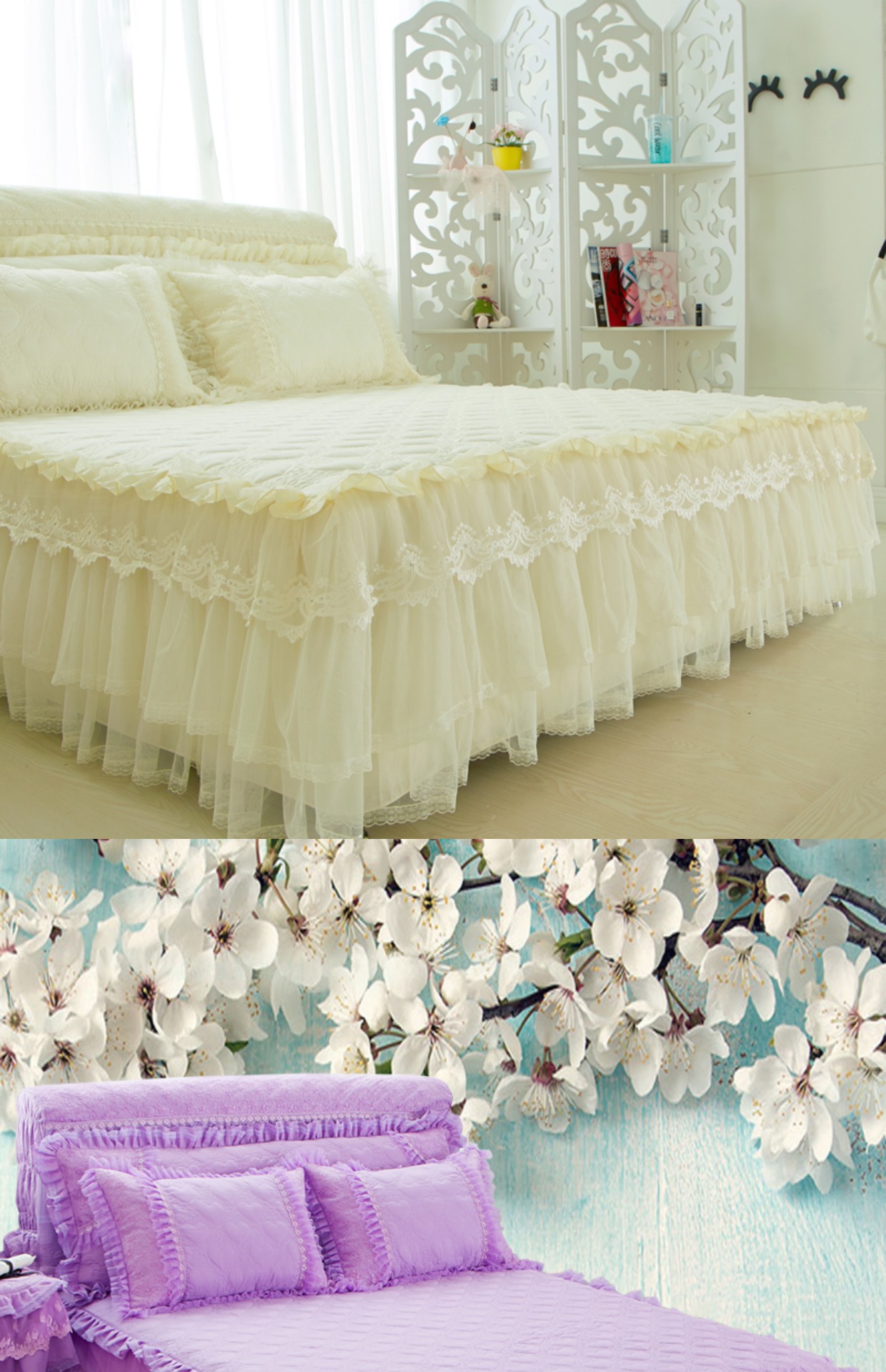 Váy ngủ bằng vải cotton dày phủ giường đơn mảnh Phiên bản Hàn Quốc của Bộ giường công chúa váy chống trượt Váy Simmons bảo vệ khăn trải giường spa cao cấp