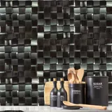 Серебряная металлическая черная мозаика из нержавеющей стали, 3D, зеркальный эффект