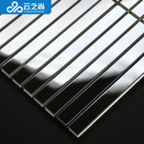 Black glossy metal stainless steel mosaic background wall tile long strip bathroom entrance simple decoration