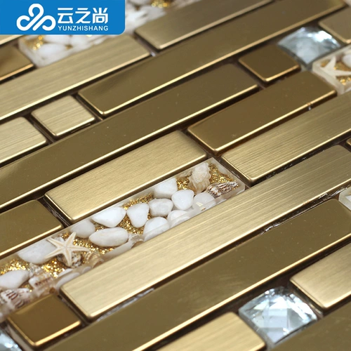 Yunzhishang Long Strip Shell Shell Metal Metrain Mosaic TV фоновая наклейка на стенах