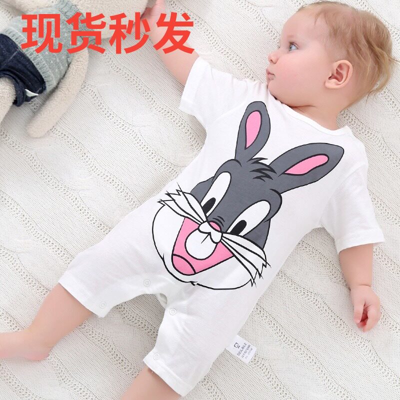 0 female baby 2 male baby 3 young children one-piece 4 short-sleeved 5 summer 6 summer clothes 7 clothes 8 cotton 1 year 12 months 9