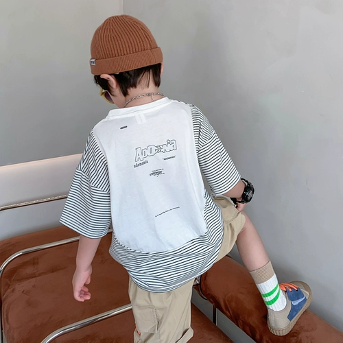 Детская летняя футболка для мальчиков, короткий рукав, сезон 2021, свободный крой