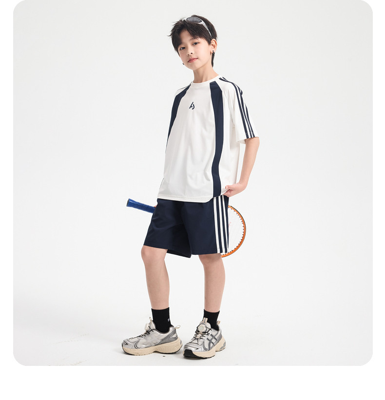 男童夏装户外撞色运动速干短袖套装2026新款青少年儿童冰丝两件套 — 25