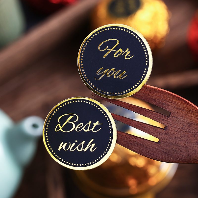 Hot stamping black bottom egg yolk pastry moon cake packaging box Xue Mei Niang mung bean cake decoration sticker