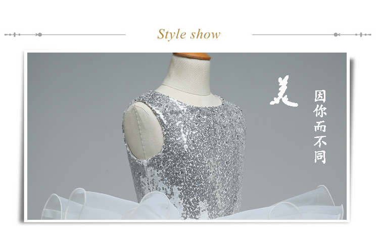 Váy bé gái công chúa sequin 2018 hè mới cho bé váy sinh nhật thắt nút đám cưới trẻ lớn set đồ vest bé trai