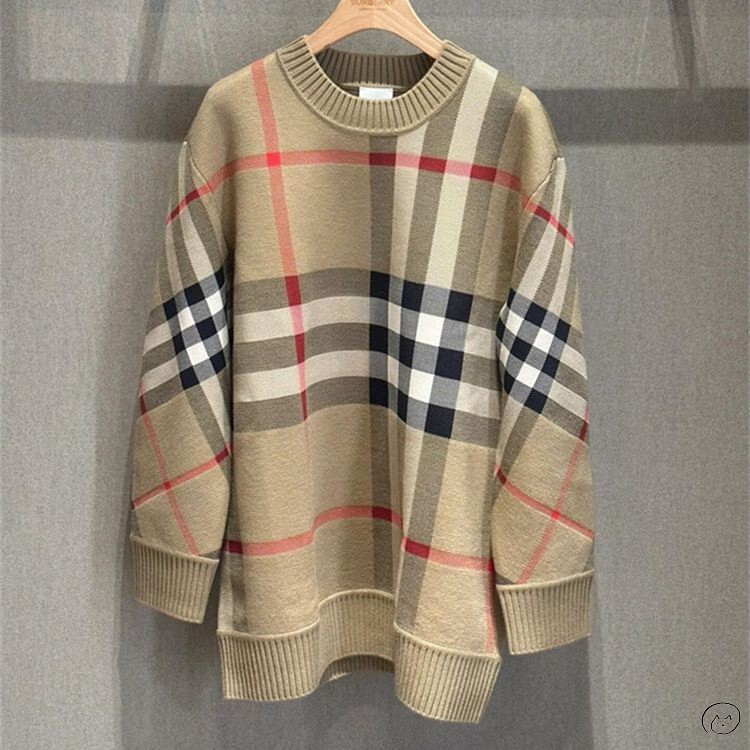 Burberry/Burberry New Irregular Plaid Color-Block Sweater for Women, Knitted Sweater for Men Burberry/Burberry New Irregular Plaid Color-Block Sweater for Women, Knitted Sweater for Men