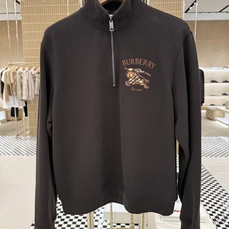 Burberry/Burberry's New Burberry Patch Embroidered War Horse Half-Zip Sweatshirt Women's Jacket Men's Suit Burberry/Burberry's New Burberry Patch Embroidered War Horse Half-Zip Sweatshirt Women's Jacket Men's Suit