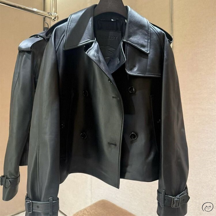 Burberry New Classic Double-Breasted Leather Trench Coat for Women and Men