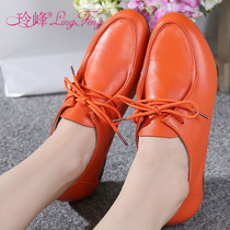 New spring single shoes soft leather work shoes 40 leather shoes large size womens shoes 41-43 Joker travel shoes flat maternity shoes