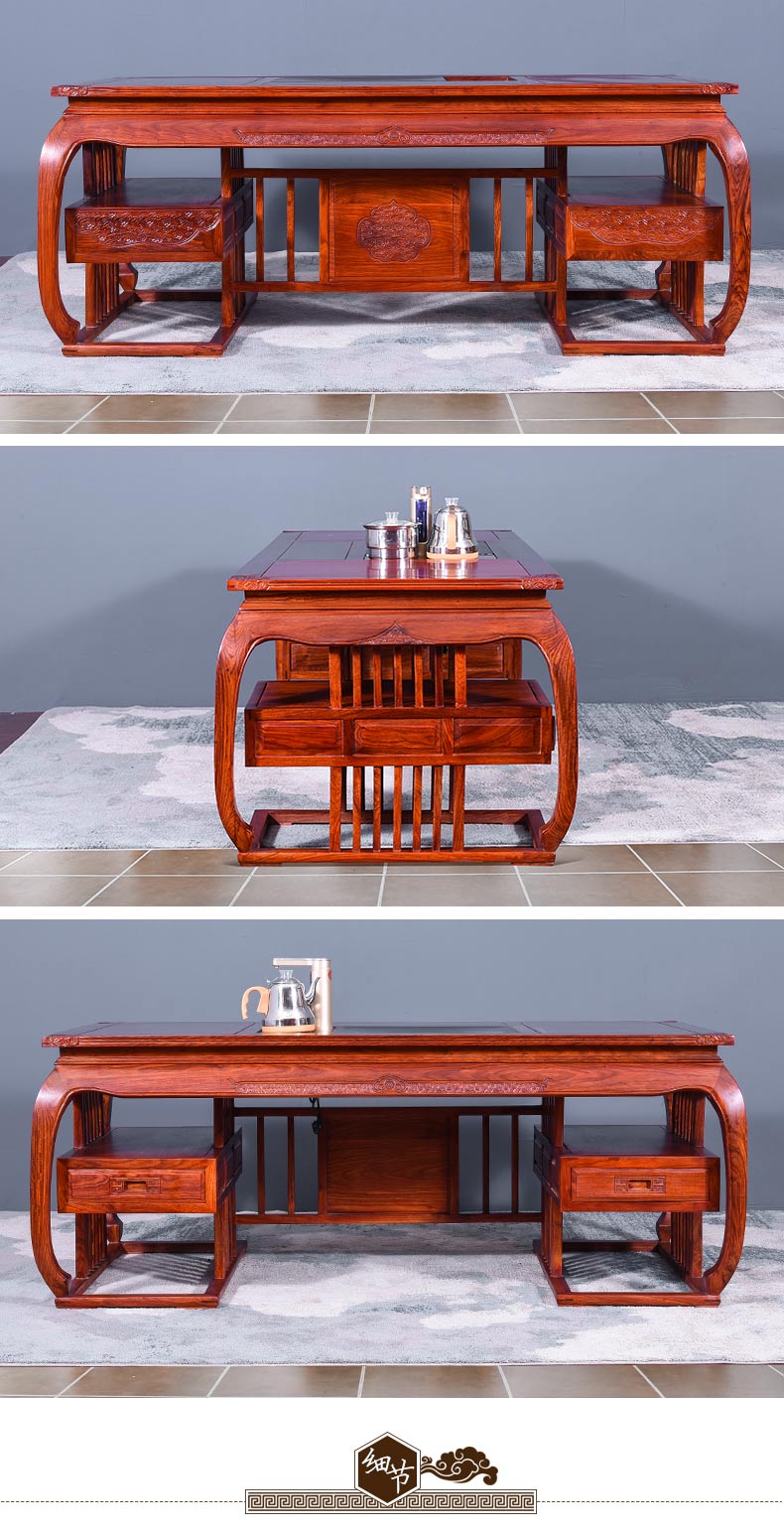 Hedgehog gỗ đàn hương đỏ bàn trà đồ nội thất bằng gỗ gụ và ghế kết hợp mới của Trung Quốc gỗ hồng mộc gỗ kung fu bàn trà bàn trà phòng khách - Bàn trà bàn trà decor
