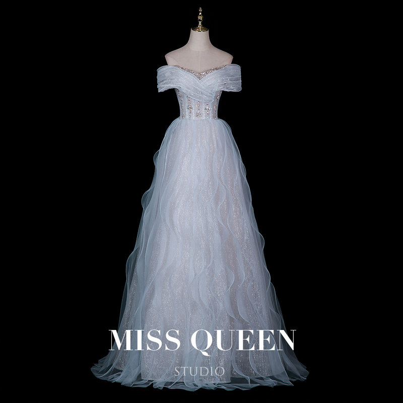 Missqueen Original Design "Cloud Sea Ripples" Elegant Toast Dress, Classy Light Luxury Niche Evening Dress Missqueen Original Design "Cloud Sea Ripples" Elegant Toast Dress, Classy Light Luxury Niche Evening Dress