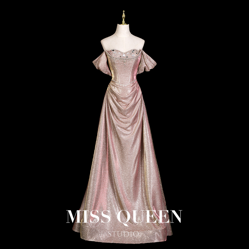 Missqueen Accessible Luxury Toast Dress, Bride's Engagement Dress, Pink Dressing Gown, Coming-Of-Age Ceremony, Annual Meeting Host Evening Dress Missqueen Accessible Luxury Toast Dress, Bride's Engagement Dress, Pink Dressing Gown, Coming-Of-Age Ceremony, Annual Meeting Host Evening Dress
