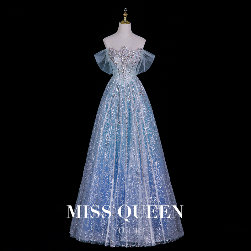 Missqueen's Design-Inspired Light Luxury Evening Dress, the "Ice Glass" Dreamy High-End Heavy-Duty Elegant Toast Dress for the Bride