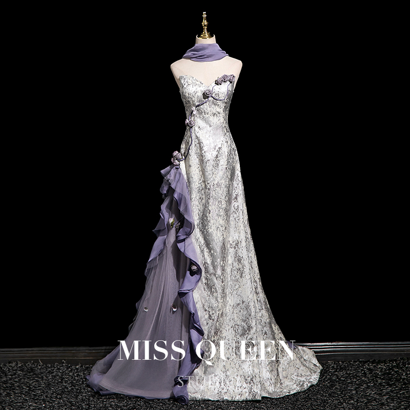 Purple Evening Dress, Toast Dress, Bride's Elegant Slim-Fit High-End Engagement Dress, Morning Gown, Banquet Adult Ceremony Dress for Women Purple Evening Dress, Toast Dress, Bride's Elegant Slim-Fit High-End Engagement Dress, Morning Gown, Banquet Adult Ceremony Dress for Women