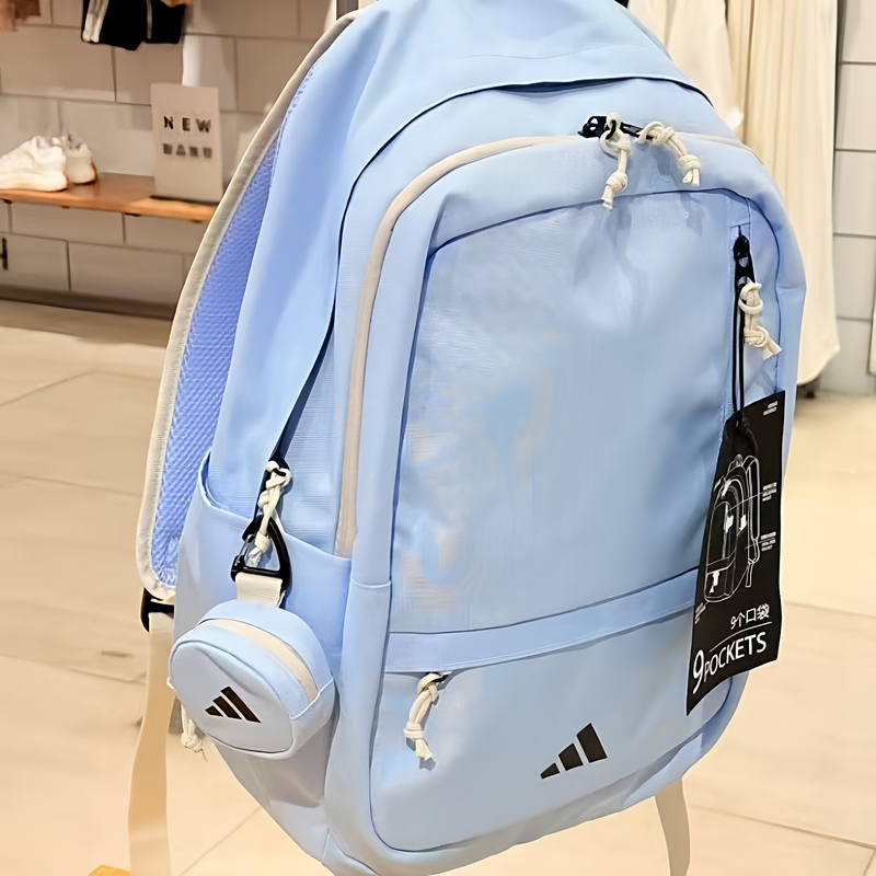 Adidas New Backpack, Fashionable Sports Backpack, High School Student School Bag, Men's and Women's Large-Capacity Travel Computer Bag