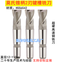  Mohs taper shank keyway milling cutter HSS super hard high speed steel two-tooth milling cutter White steel two-edge milling cutter 14-100mm