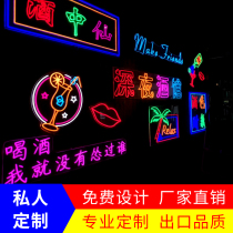 Neon Luminous character customized led light with decoration ins background wall Bar styling lamp mesh red billboard sign