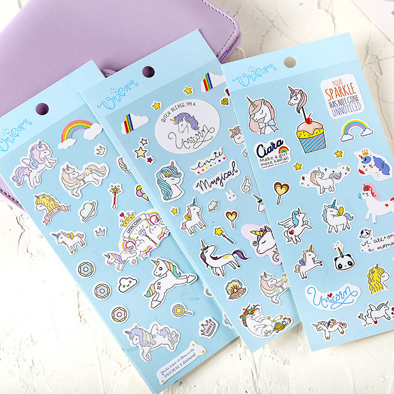 Cute Unicorn Sticker Teenage Hearts Ledger Diy Sticker handmade Decorative Sticker Notepad Diary adhesive