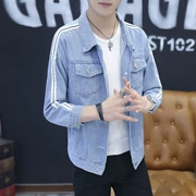 Áo khoác nam mùa xuân mới cá tính denim phiên bản Hàn Quốc của đồng phục nữ sinh viên hip hop bóng chày retro áo khoác mỏng đẹp trai