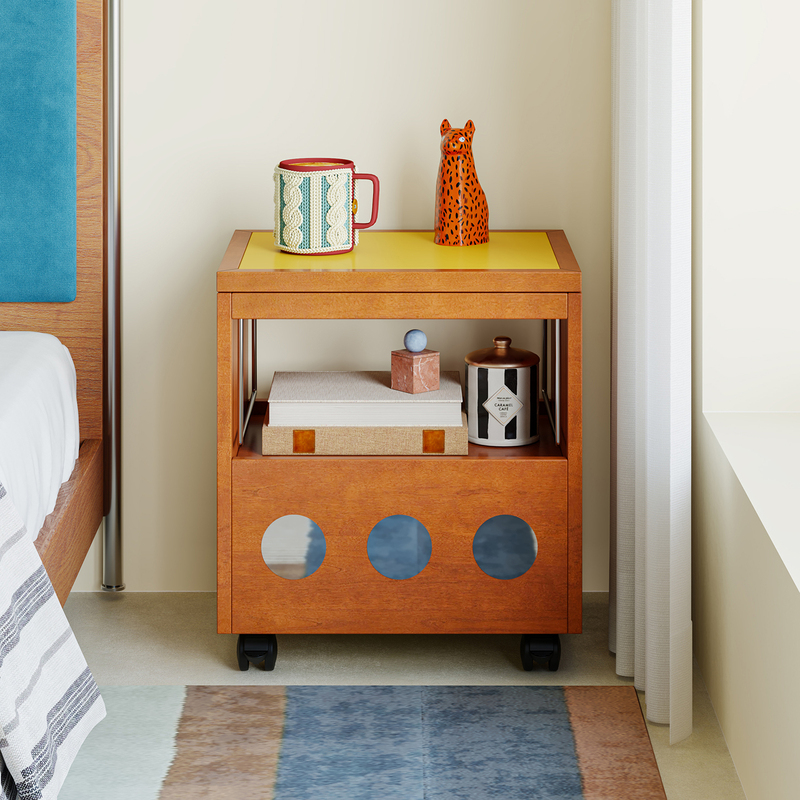 Bauhaus Movable Bedside Table Convertible into a Bed, Small Apartment Bedroom Storage Cabinet, Vintage Sofa Side Table, Old Alley