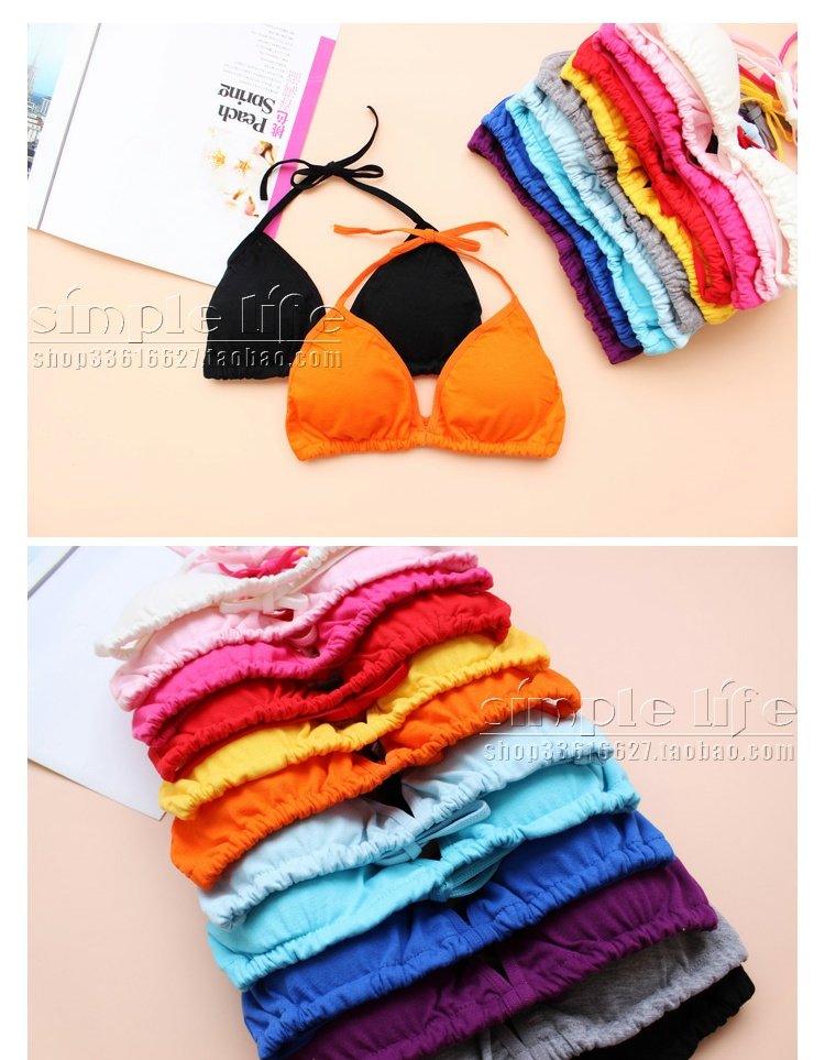 Áo hai dây bikini phía dưới với bụng khiêu vũ đồ lót cotton treo cổ quấn ngực ống áo ngực áo ngực