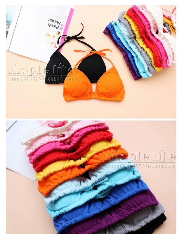 Áo hai dây bikini phía dưới với bụng khiêu vũ đồ lót cotton treo cổ quấn ngực ống áo ngực