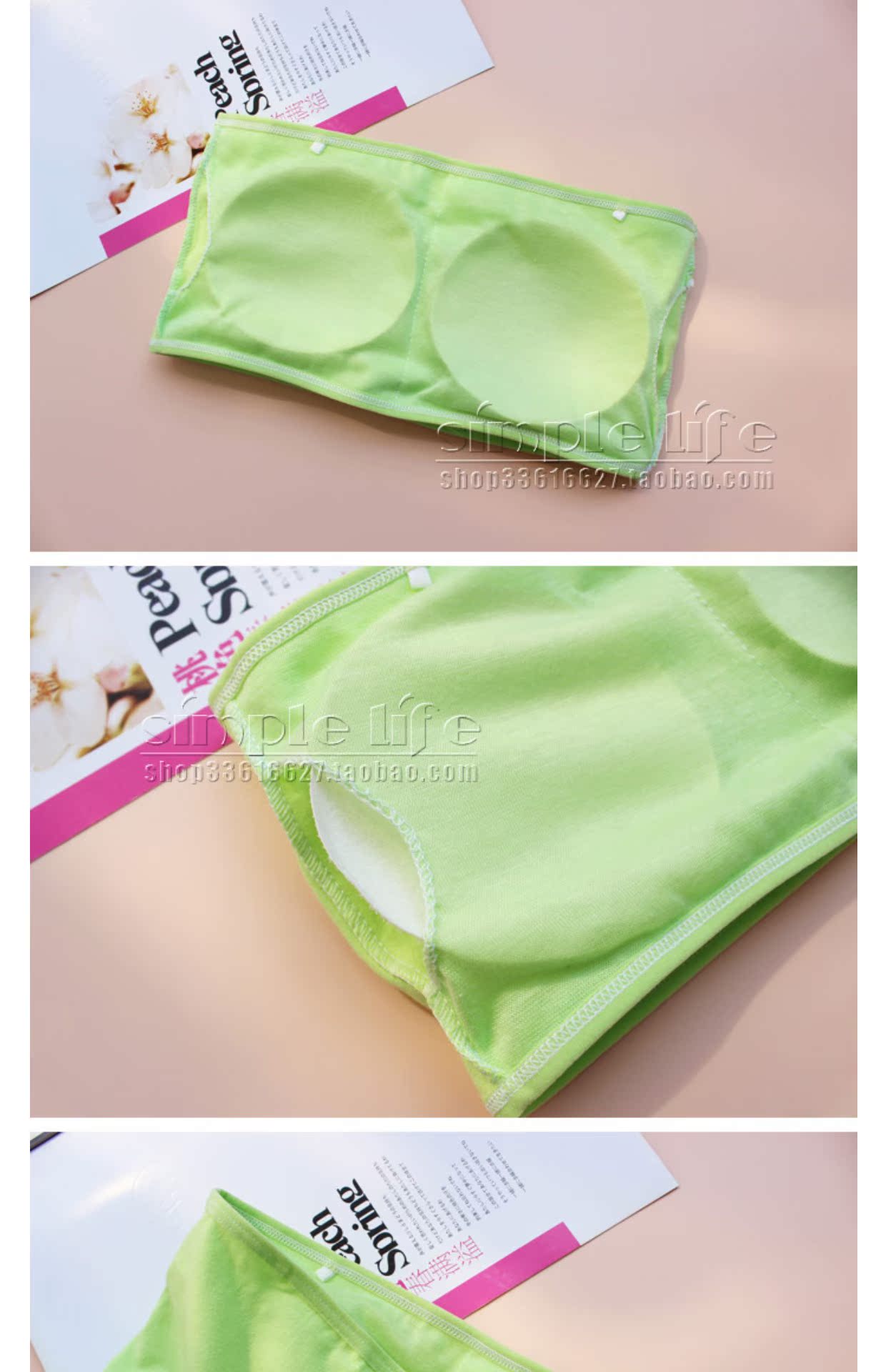 Lycra cotton không có vòng thép bra đoạn ngắn đoạn bọc ngực ống đáy áo ngực cô gái đồ lót bra chống ánh sáng màu bra