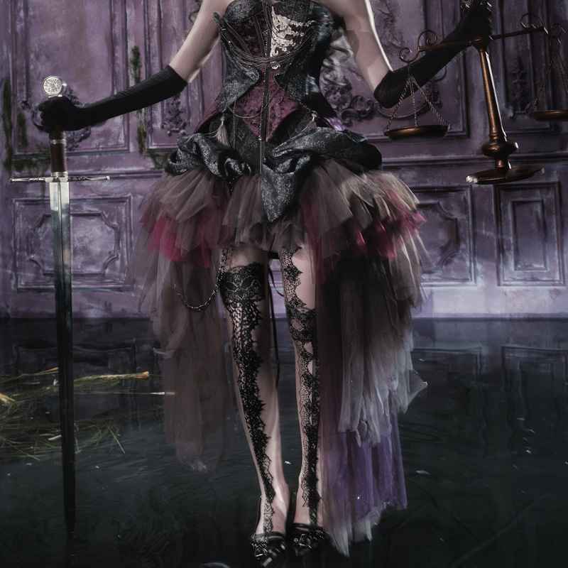 Blood Supply Original ◆ The Legacy of the Undead, Gothic Dark Style Mesh Asymmetrical Skirt, Halloween Autumn