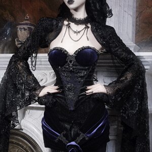 Blood Supply Original ◆ Day of Mourning Gothic European Style Luxurious Sparkling Diamond Velvet Slim-Fit Dress Corset Autumn