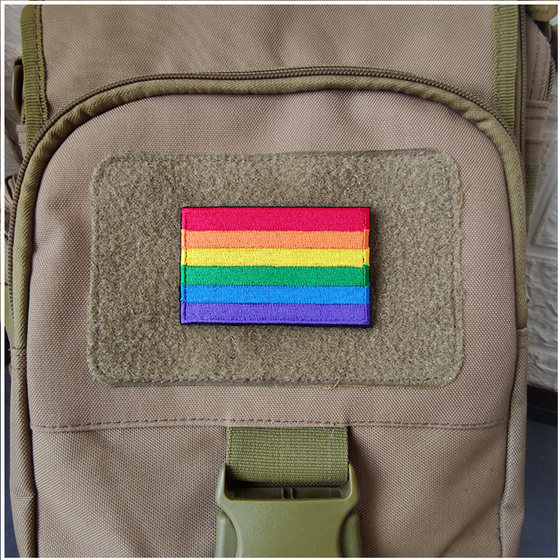 Fully embroidered rainbow flag, multi-color flag, Velcro patch, badge, personalized bunting, clothing, backpack, accessories