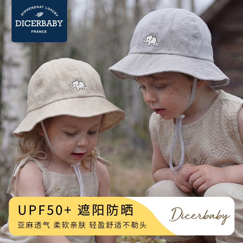 Dicerbaby French Baby Hat Spring & Fall Fashionable New Linen Breathable Baby and Kidsren Sunshade Fisherman Hat