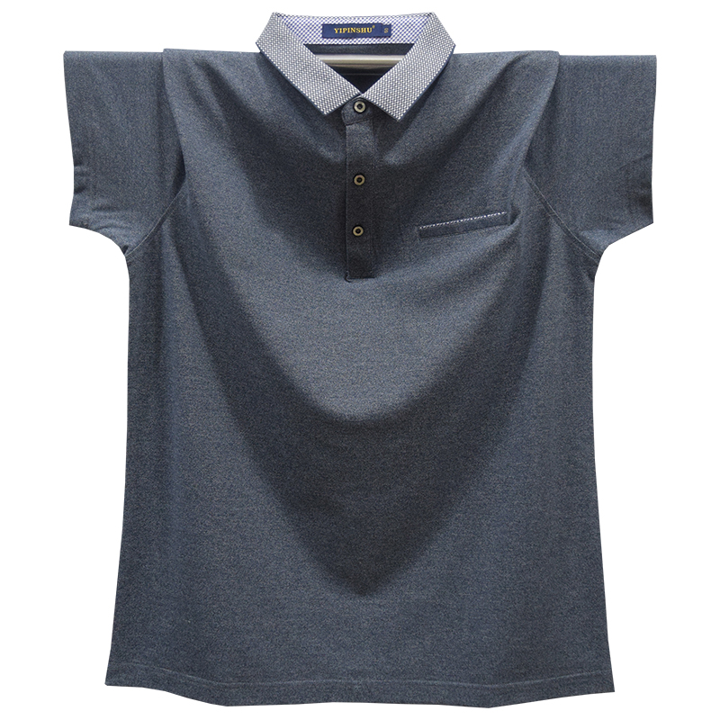 Mùa hè nam mới kích thước lớn ve áo cotton tay áo ngắn tay rộng rãi kinh doanh giản dị áo sơ mi nam túi áo thun áo thun nam big size