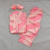 You are my glory Joe Crystal Pink Diagonal Striped Real Silk Slip Long Sleeves Long Pants Pyjamas Women Ice Silk Two Sets